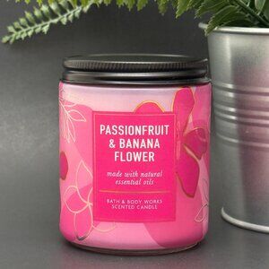 BBW Passionfruit & Banana Flower Bath & Body Works Mason Jar Single Wick Candle